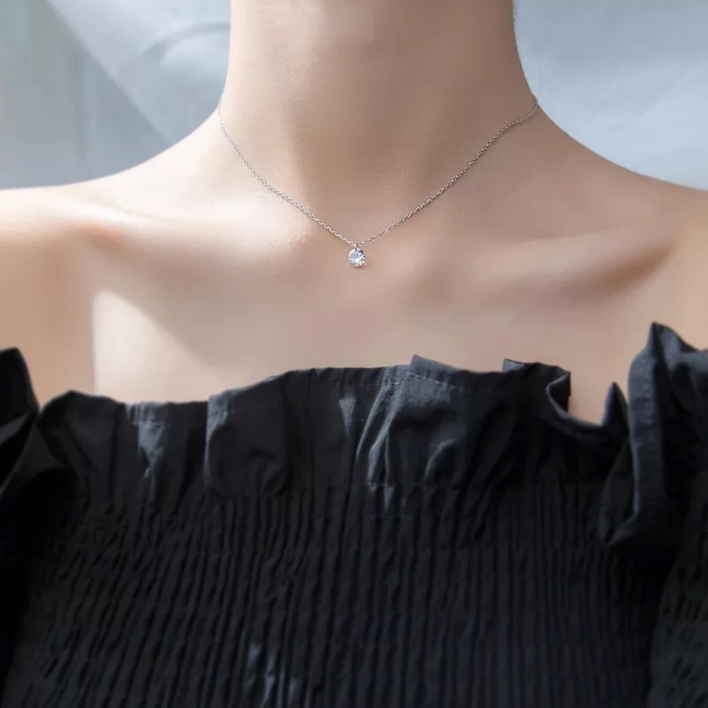 New Sterling Silver 925 Crystal Drop Pendant adjustable Necklace